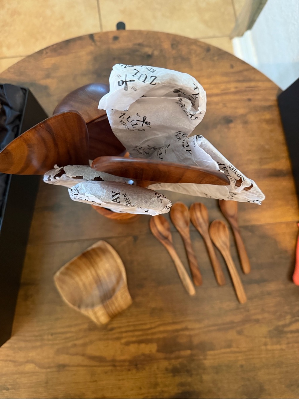 Natural Brown Wooden Cooking Utensil Set with Holder - 15 Pieces - Picture 5 of 5